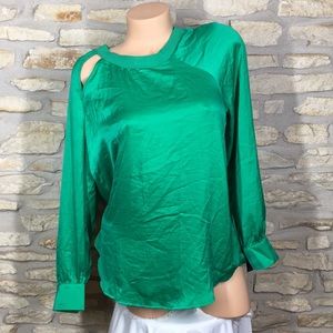 M Mossimo Cold Shoulder Green Long Sleeve Shirt